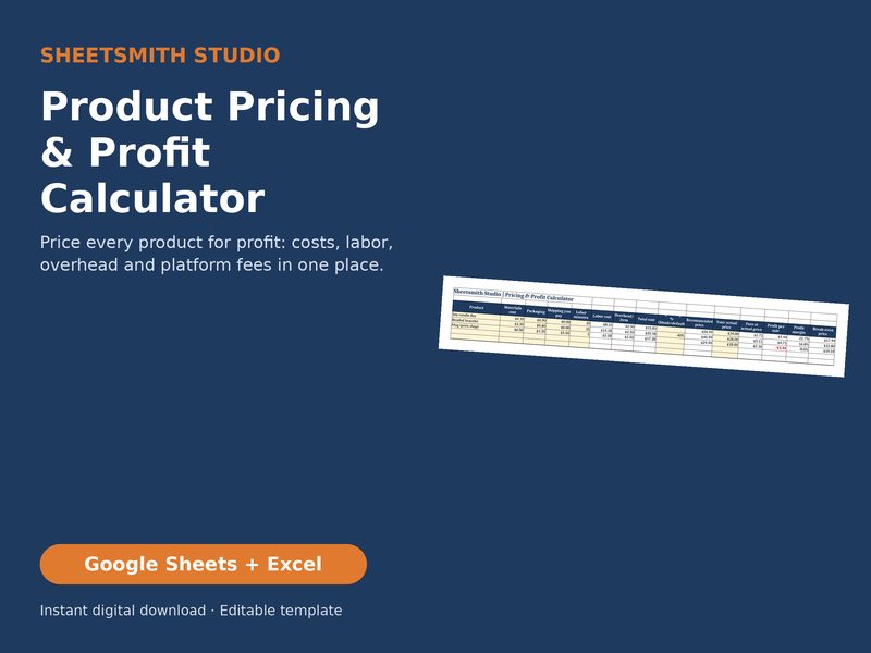 Product Pricing Profit Calculator template cover