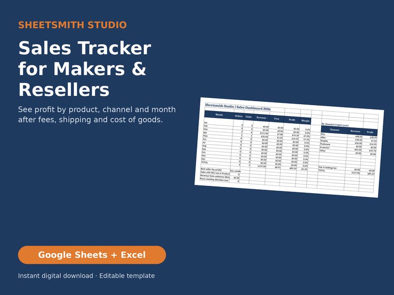 Sales Tracker Makers Resellers template cover